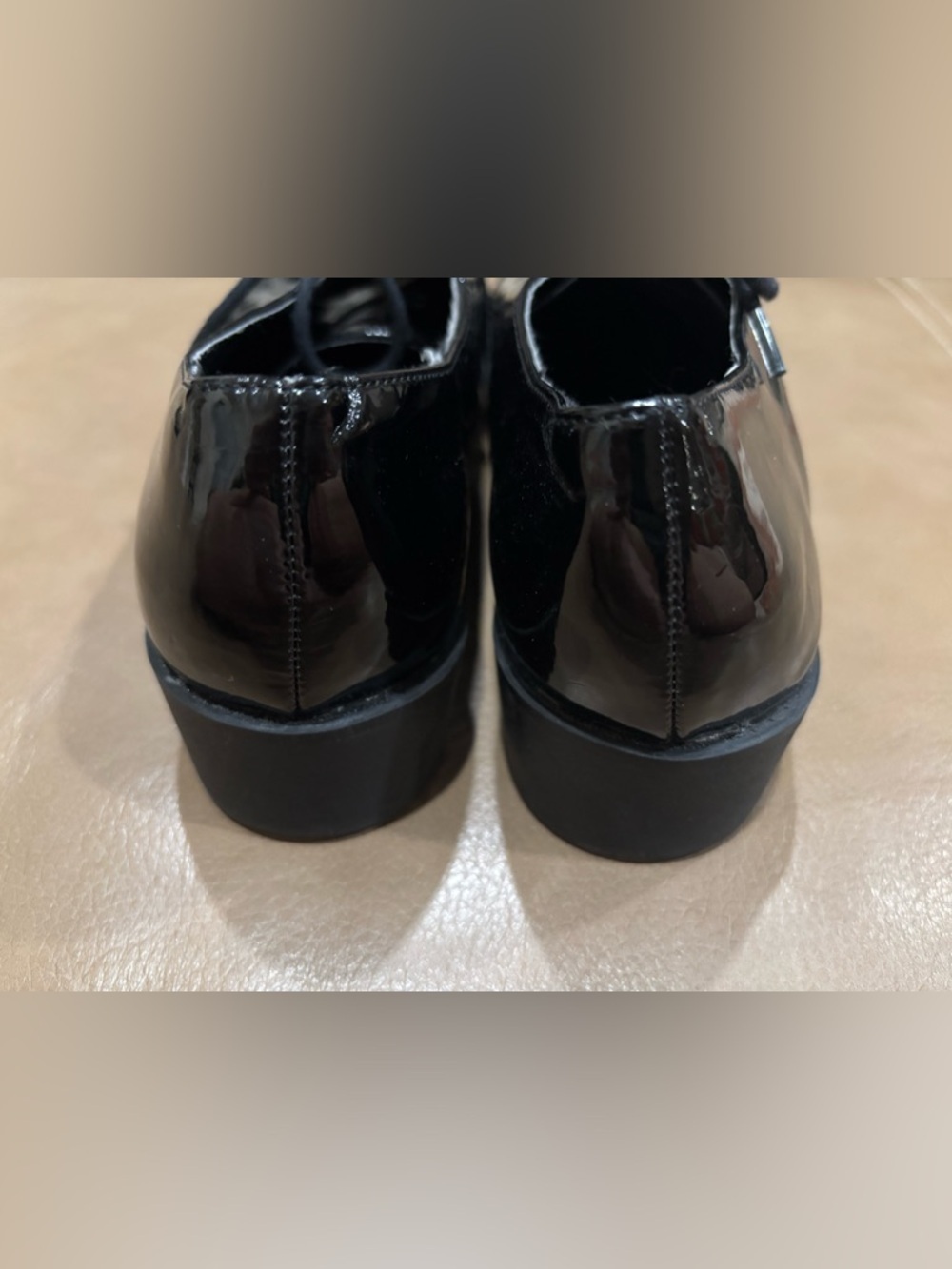 Madden Girl Black Patent Lace-Up minimalist sleek Oxfords - Picture 6 of 7